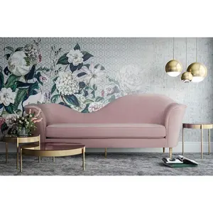 Modern Luxury Stainless Steel Based Living Room Sofas Hot Blush Velvet Elegant Modular Sofa for Hotel Wedding Rental Event