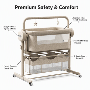 GEEN Lit bébé évolutif, berceau à bascule mobile pour bébé, lit de couchage / Vente en gros de lits bébé 3-en-1 pour nouveau-nés - Product Image 3