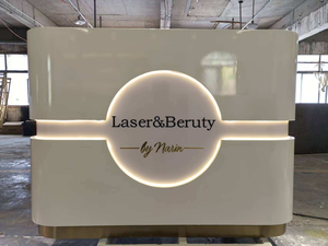 Luxury Nails Bristol Reception <b>Desk</b> Contemporary Marble Design Gold Trim Salon Furniture - Product Image 4