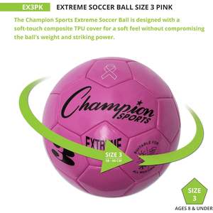 Balón de Fútbol Champion Sports Extreme, Talla 3, Color Rosa, para Jugar en Cualquier Clima - Product Image 3