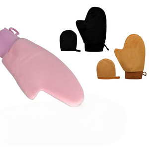 Manopla de Bronceado de Terciopelo de Lujo de Doble Cara con Logotipo Personalizado y Orificio para el Pulgar - Product Image 1