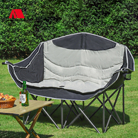 Chaise de camping pliable portable pour 2 personnes, siège double rembourré avec porte-gobelet pour la plage, le pique-nique, le jardin