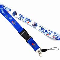 Lanière longue à transfert thermique dégradé, motif équipe de baseball américaine, avec boucle métallique, pour badge de travail mobile et porte-clés, vente en gros, en stock