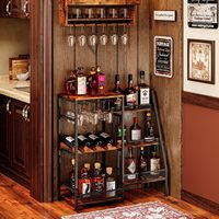 Mini bar de bar à domicile, table à 3 niveaux, étagère trapézoïdale pour bouteilles d'alcool, porte-vin sur pied