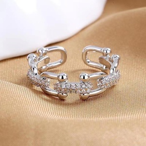 <span class=keywords><strong>Bague</strong></span> Chaîne Personnalisée en Argent Sterling S925 Plaqué Or avec Fermoir <span class=keywords><strong>Fer</strong></span> <span class=keywords><strong>à</strong></span> <span class=keywords><strong>Cheval</strong></span> et Zircon pour <span class=keywords><strong>Femme</strong></span> – Bijou de Soirée - Product Image 3