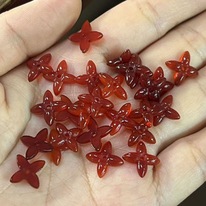 Piedras Sueltas de Ágata Roja Natural, Gemas en Forma de Flor de Cuatro Hojas para la Elaboración de Joyas - Product Image 4