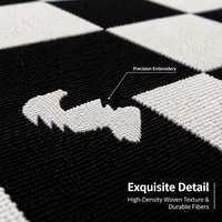 Tapis moderne en polyester 10 mm, fabriqué à la machine, antidérapant, doux et moelleux, motif damier nordique, aspect cachemire vintage, pour chambre et salon