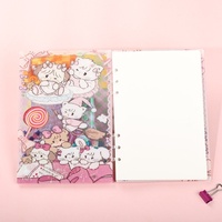 Cuaderno A7 de Hojas Sueltas de Acrílico con Diseño de Dibujos Animados Japoneses/Coreanos, Creativo y Original, con Temática de Acuario, Lindo y Divertido