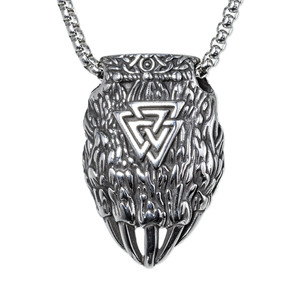 yunnique Feather Pendant Stainless Steel Men's Necklace Engraved Heart Design <b>Punk</b> Style Jewelry - Product Image 4