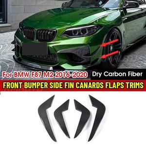 4 pièces Ailerons latéraux de pare-chocs avant en fibre de carbone sèche pour BMW Série 2 F87 M2 2016-2020, kit carrosserie Canard Splitter - Product Image 1