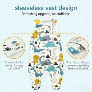 Saco de dormir <span class=keywords><strong>para</strong></span> bebé de gasa de algodón sin mangas, chaleco <span class=keywords><strong>para</strong></span> recién nacido, a prueba de patadas, fino <span class=keywords><strong>para</strong></span> verano, <span class=keywords><strong>para</strong></span> habitación con aire acondicionado, tejido con diseño de animal - Product Image 4