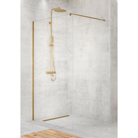 Clôture de douche en verre de sécurité trempé à bord polonais 8mm d'épaisseur cloison fixe sans cadre carré de couleur en laiton Unique pour appartements