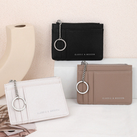 Harga pabrik minimalis dompet PU ramping kartu kredit portabel pendek dan dompet koin uang tunai pemegang dengan penutup ritsleting