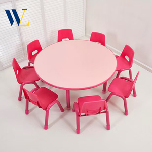 Đa-Màu Sắc Có Thể Điều Chỉnh Chiều Cao Trẻ Em Bàn Và Ghế Đặt Mẫu Giáo Đồ Nội Thất-Vòng Bàn Bằng Gỗ Và Chỗ Ngồi Cho Các Trường Học Sử Dụng - Product Image 2