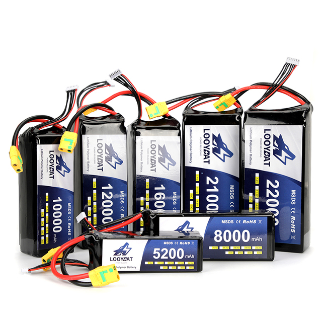 LOOYBAT High Discharge Lipo Battery 5200mAh-22000mAh Rechargeable 1000-Cycle FPV UAV Drone Lithium Polymer Battery Pack