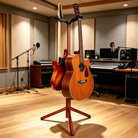 Support de Guitare Double à Verrouillage Automatique en Bois de Sapele, Trépied de Sol pour Guitare Électrique, Basse, Violoncelle et Présentoir d'Instruments