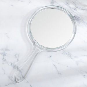 Vente directe d'usine, miroir cosmétique rond pliable à double face, en plastique coloré, avec finition chromée, à tenir à la main - Product Image 1
