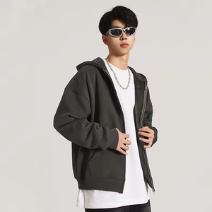 BEW0215 Wholesale Heavyweight 420GSM 100%Cotton <b>Lined</b> Regular Fit Drop Shoulder Streetwear Zip <b>Hoodie</b> Spring Eco-Friendly <b>Men</b> - Product Image 2