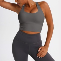 Soutien-gorge de sport antichoc à maintien élevé, dos croisé, couleur unie, sensation seconde peau, design populaire pour l'entraînement physique