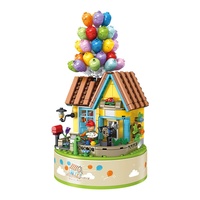 656007-022 Château Musical Rotatif, Boîte à Musique, Jouet de Construction en Briques pour Enfants, Blocs de Construction en Plastique ABS