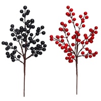 Nouvelles baies rouges artificielles en plastique pour décoration de Noël, 7 têtes sur fourche, en mousse, fruits rouges artificiels pour décoration manuelle