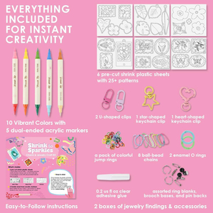 DIY <span class=keywords><strong>Shrinky</strong></span> <span class=keywords><strong>Dinks</strong></span> Bastelset, Schrumpfplastik-Blattset mit Zubehör, Lehrreiches Magisches Kunst-Bastelset für Kinder - Product Image 3