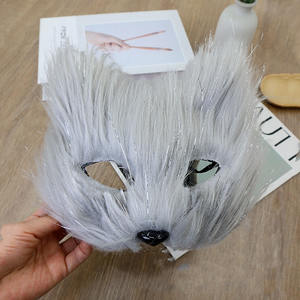 Masque en peluche en fourrure de renard avec logo personnalisé en gros, masque de chat demi-visage, masque d'animal en plastique pour fête, jeu de rôle, déguisement - Product Image 4
