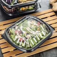 Barquette alimentaire rectangulaire jetable avec couvercle transparent, compatible micro-ondes, écologique, en plastique transparent, amovible et anti-fuite