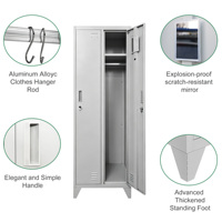 Casier de rangement métallique personnalisé à 2 portes en acier avec pieds, pour vêtements d'employés, idéal pour les écoles, les étudiants et les travailleurs