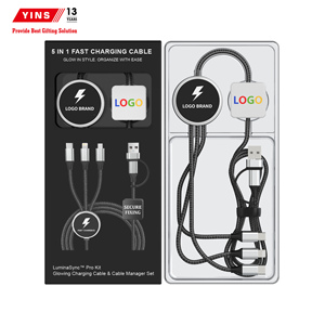 สายชาร์จเร็วแบบถัก 5-in-1 พร้อมโลโก้ LED ส่องสว่าง สำหรับชุดของขวัญส่งเสริมการขายขององค์กร - Product Image 1
