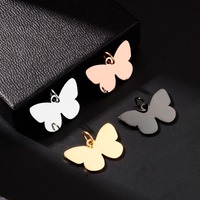 4 couleurs, acier inoxydable, médailles d'identification pour animaux de compagnie, forme papillon, vierges, pour chien et chat, pendentifs de collier, accessoires 18x30mm