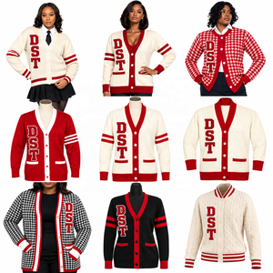 Vêtements de sororité grecque personnalisés, cardigan standard en tricot 12GG, 100% coton, patch en chenille brodé, pull varsity à manches longues - Product Image 2