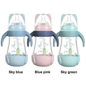 Kid baby feeding supplies for sublimation silicone feeding product bottle set milk glass baby bottle for para bebes baby biberon