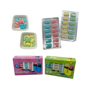 Mint 2 Fruit Pillow Shape Bubble Chewing Gum with Bister Packaging