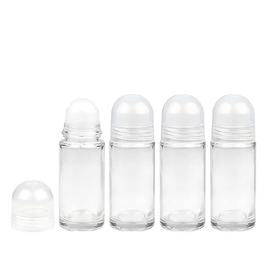 50ml Matte Cylinder Glass Roll-On Deodorant <b>Bottle</b> with Silk Screen Printed Cap 1.67oz - Product Image 1