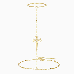 Gemnel - Brazalete <span class=keywords><strong>de</strong></span> Mano con Cruz <span class=keywords><strong>de</strong></span> Daga, Chapado en <span class=keywords><strong>Oro</strong></span> <span class=keywords><strong>de</strong></span> 18 Quilates, Plata <span class=keywords><strong>de</strong></span> Ley 925, Estilo Gótico, para <span class=keywords><strong>Mujer</strong></span> - Product Image 1