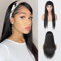 Perruque bandeau sans dentelle, couleur naturelle, cheveux raides, pour femmes noires, 100% cheveux humains