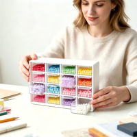 Mini organisateur de bureau avec 16 tiroirs amovibles, organisateur de tiroirs de bureau en plastique transparent pour bricolage, cosmétiques, bijoux