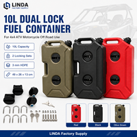 Conteneur à carburant LINDA neuf de 10 L en PEHD à double verrouillage pour montage/amélioration sur 4x4, VTT, moto, véhicule tout-terrain
