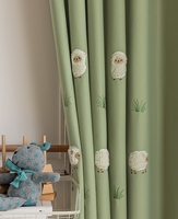 Rideaux Occultants Haut de Gamme Brodés au Design Nordique pour Chambre d'Enfant, Cantonnières Imprimées Motif Animalier de Dessin Animé pour Fenêtre Plate