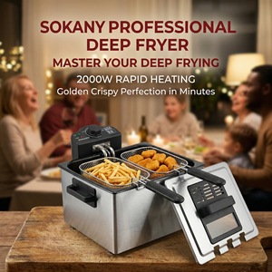 Friteuse Électrique Double Panier 5L Norme UE Transfrontalière 2000W, Petite Friteuse Domestique <span class=keywords><strong>pour</strong></span> Frites, Donuts et Fritures à l'Huile - Product Image 1