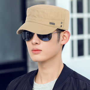 Men's <b>Flat</b> Top Cap Canvas Breathable Foldable Sun Protection Outdoor Spring Summer Duckbill <b>Hat</b> - Product Image 1