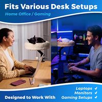 360 °   Lit de bureau pour chat réglable en hauteur et rotatif, nid rond, hamac, structure métallique pour fixation sur table