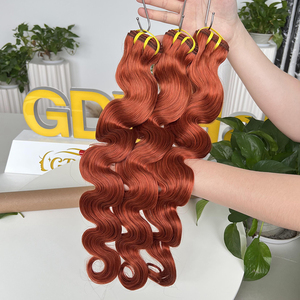 GDY # Extensioni di <span class=keywords><strong>capelli</strong></span> umani 350 Ginger Orange 12A, vergini vietnamiti con cuticole allineate, in fasci con onda naturale - Product Image 2