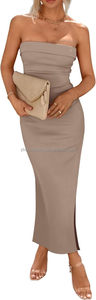 <span class=keywords><strong>Abiti</strong></span> da cocktail da donna per <span class=keywords><strong>invitati</strong></span> a matrimoni, Abito lungo formale da festa a costine con drappeggio e spacco laterale, modello tubino aderente - Product Image 5