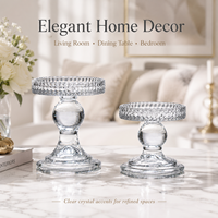Porte-bougies en cristal avec bordure taillée en diamant, centres de table transparents sur piédestal pour mariages, décoration de la maison et d'événements