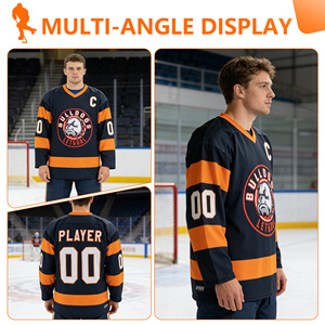Maillot de hockey vintage Puck Pros 100% polyester, impression numérique, séchage rapide, respirant, léger, manches longues, vêtements unisexes pour adultes - Product Image 3