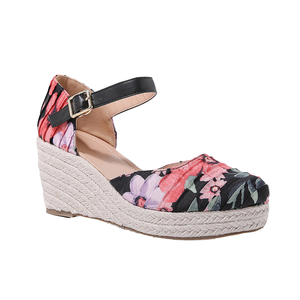 Sandales compensées espadrilles à bride unique, bout ouvert, boucle à la cheville, décontractées, été-automne, rehaussantes, antidérapantes, en PU - Product Image 2