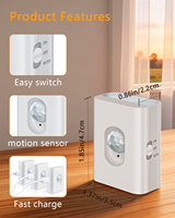 Veilleuse à détecteur de mouvement rechargeable avec installation sans outil pour placard, escalier, cuisine, salle de bain