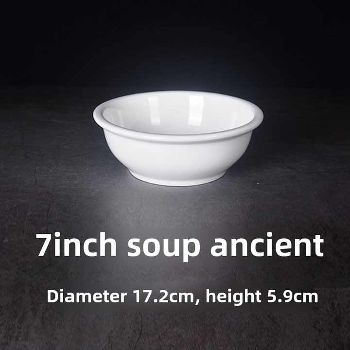Wholesale Pure White Large Soup & Noodle Bowl Ancient Style Pickled Fish Bowl for Hotel Restaurant & Party Commercial Use